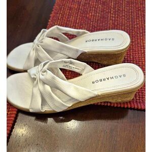 Sag Harbor Women’s Wedge Sandals White Size 8.5